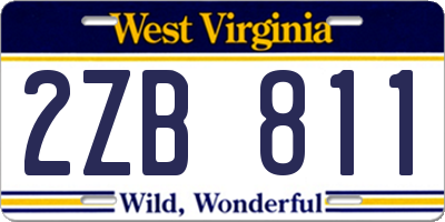 WV license plate 2ZB811