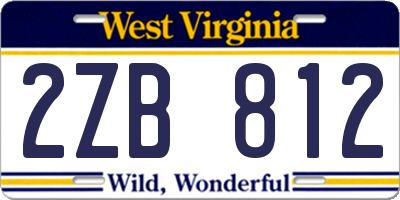 WV license plate 2ZB812