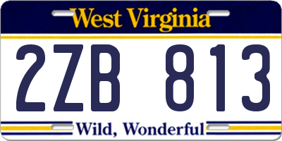 WV license plate 2ZB813