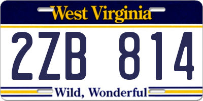 WV license plate 2ZB814