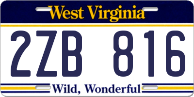 WV license plate 2ZB816