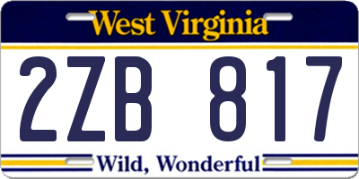 WV license plate 2ZB817
