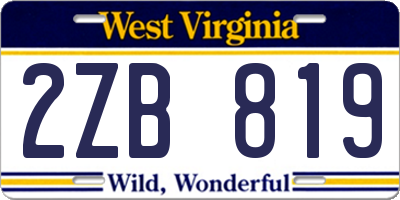 WV license plate 2ZB819