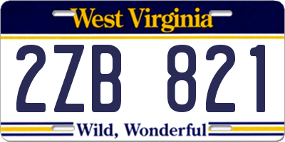 WV license plate 2ZB821