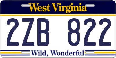 WV license plate 2ZB822