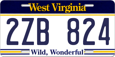 WV license plate 2ZB824