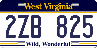 WV license plate 2ZB825