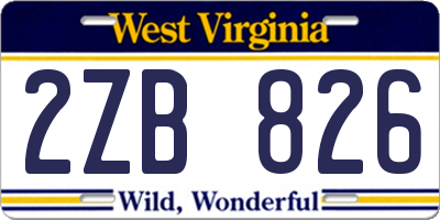 WV license plate 2ZB826