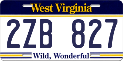 WV license plate 2ZB827