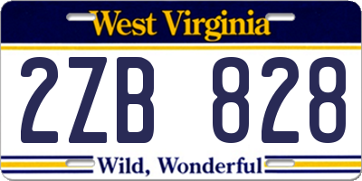 WV license plate 2ZB828