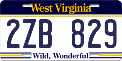 WV license plate 2ZB829
