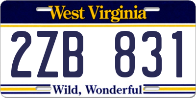 WV license plate 2ZB831