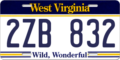 WV license plate 2ZB832