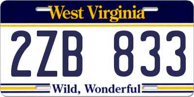 WV license plate 2ZB833