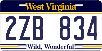 WV license plate 2ZB834