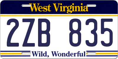 WV license plate 2ZB835