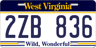 WV license plate 2ZB836