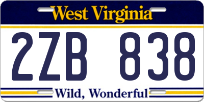 WV license plate 2ZB838