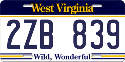 WV license plate 2ZB839