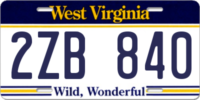 WV license plate 2ZB840