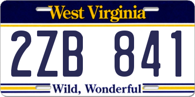 WV license plate 2ZB841