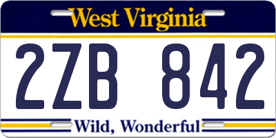 WV license plate 2ZB842