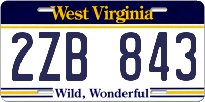 WV license plate 2ZB843