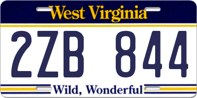 WV license plate 2ZB844