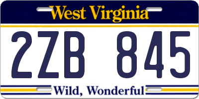 WV license plate 2ZB845