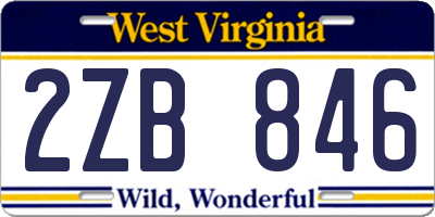 WV license plate 2ZB846