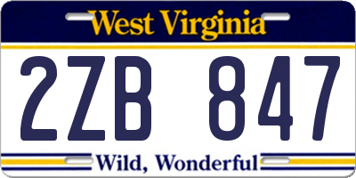 WV license plate 2ZB847