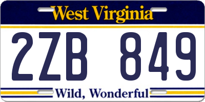 WV license plate 2ZB849