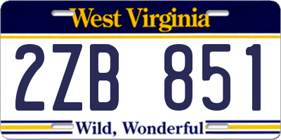 WV license plate 2ZB851