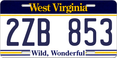 WV license plate 2ZB853