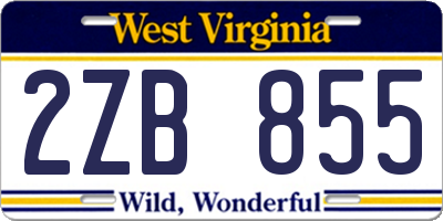 WV license plate 2ZB855