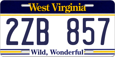 WV license plate 2ZB857