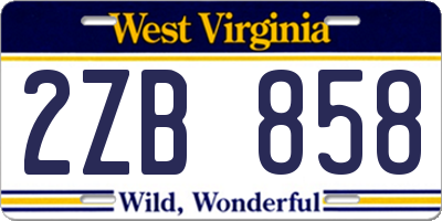 WV license plate 2ZB858