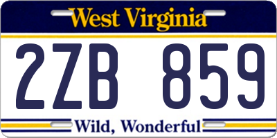 WV license plate 2ZB859