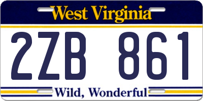 WV license plate 2ZB861