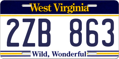 WV license plate 2ZB863
