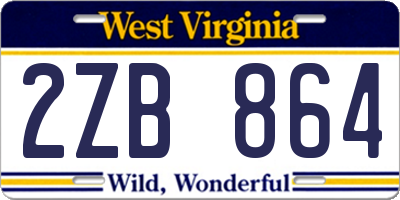 WV license plate 2ZB864