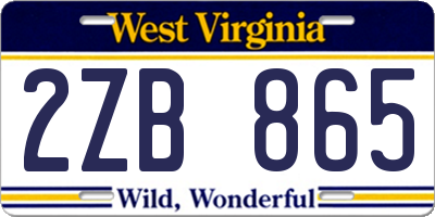 WV license plate 2ZB865
