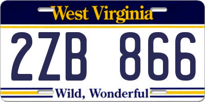 WV license plate 2ZB866