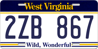 WV license plate 2ZB867