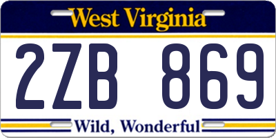 WV license plate 2ZB869