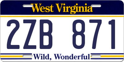 WV license plate 2ZB871