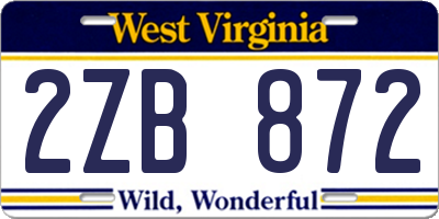 WV license plate 2ZB872