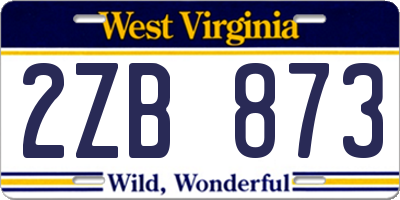 WV license plate 2ZB873