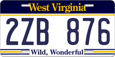 WV license plate 2ZB876