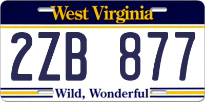 WV license plate 2ZB877